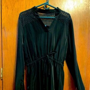 Size large black dress or tunic. Very cute lace detail!